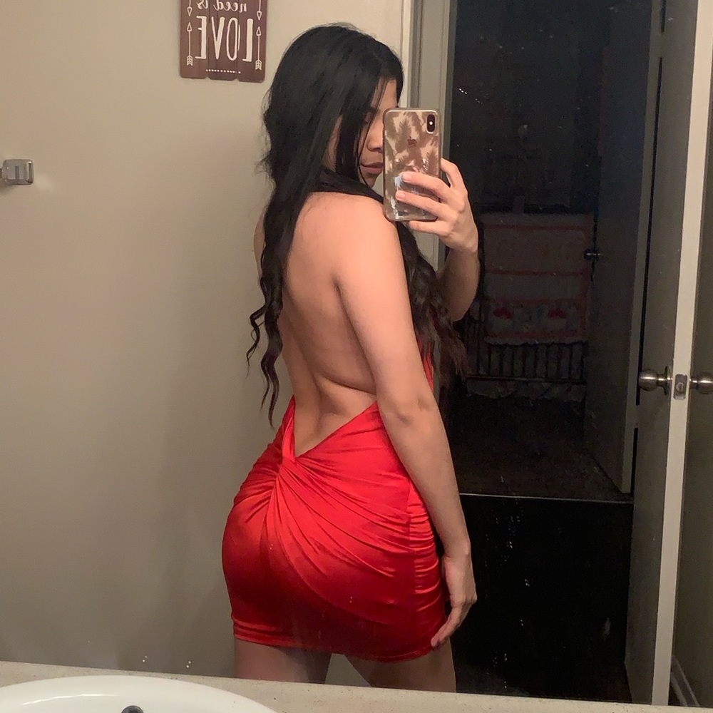 Plunging V Red dress